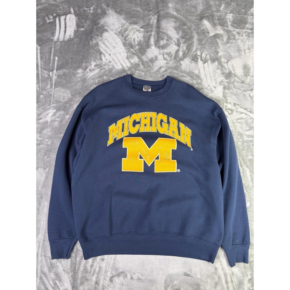 VINTAGE Michigan Wolverines Sweater Adult XL Blue Crew Neck Pullover  XL